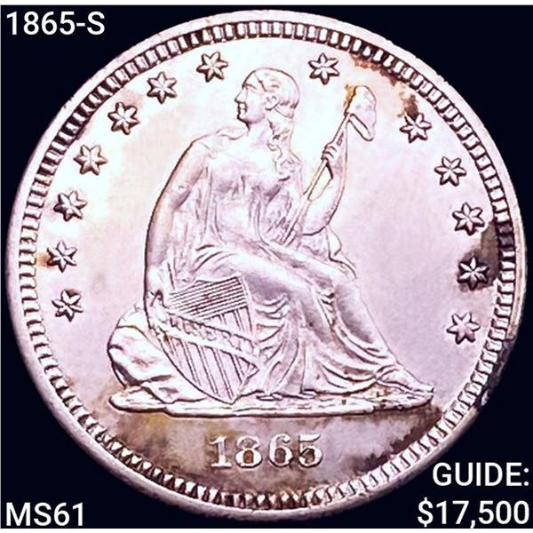 1865-S Seated Liberty Quarter UNCIRCULATED