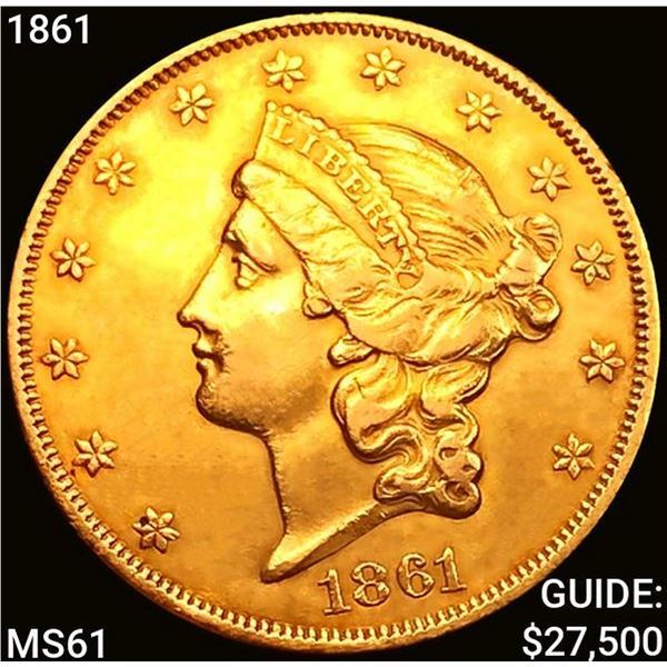 1861 $20 Gold Double Eagle UNCIRCULATED