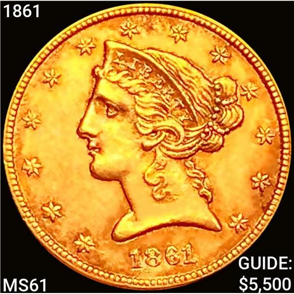 1861 $5 Gold Half Eagle UNCIRCULATED