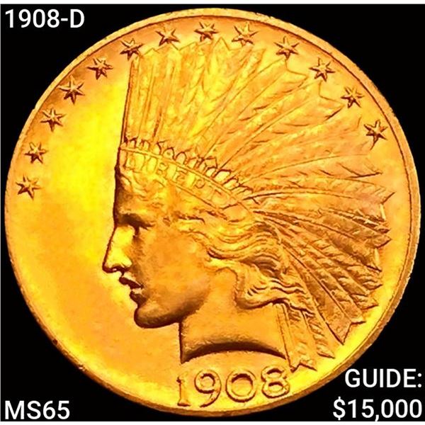 1908-D $10 Gold Eagle GEM BU