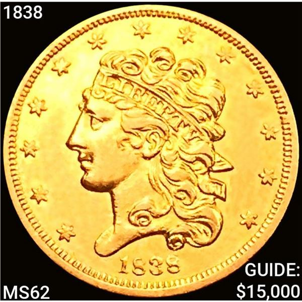 1838 $5 Gold Half Eagle UNCIRCULATED