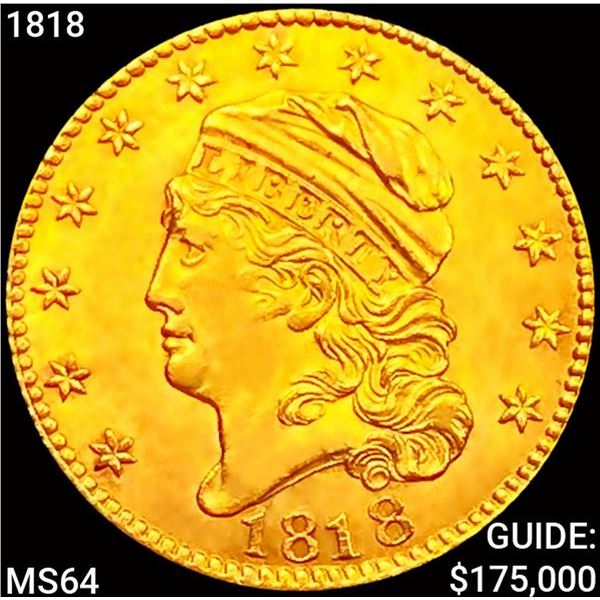 1818 $5 Gold Half Eagle CHOICE BU