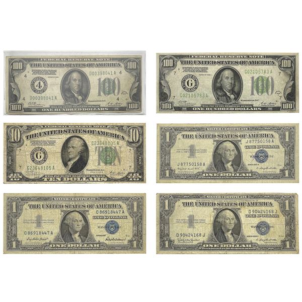 [6]1928-1957 $1/$10/$100 FRN & Silver Certificates