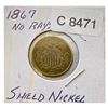 Image 1 : 1867 No Rays Shield Nickel