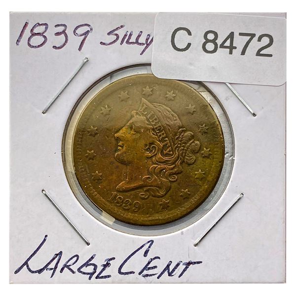 1839 Silly Head Coronet Head Large Cent
