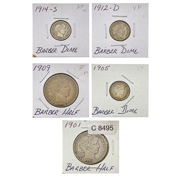 [5]1901-1914 Barber Dimes & Halves