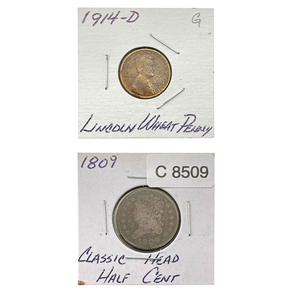 [2]1809/1914-D Classic Head Half Cent & Wheat Cent