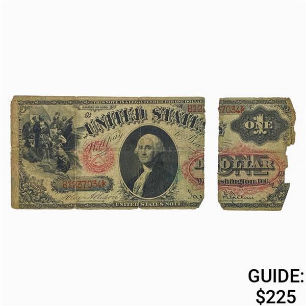 1878 $1 Legal Tender Note Torn