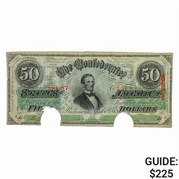 1863 $50 Confederate States Note Richmond