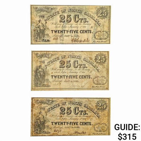 [3] 1863 25C State of N. Carolina Frac. Notes