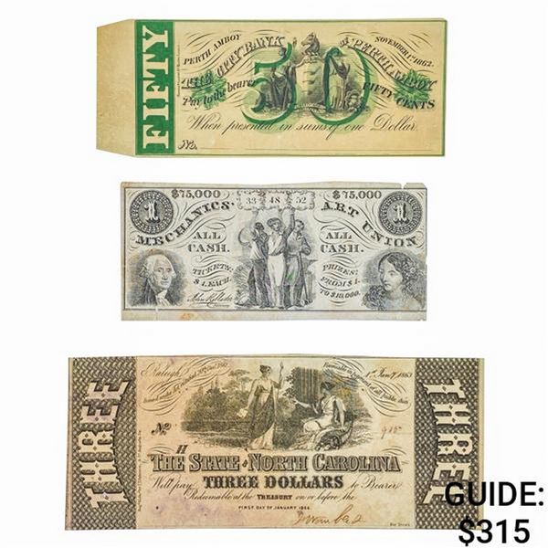 [3] 1862&1866 50C,$1,$3 Lot of U.S. Currency