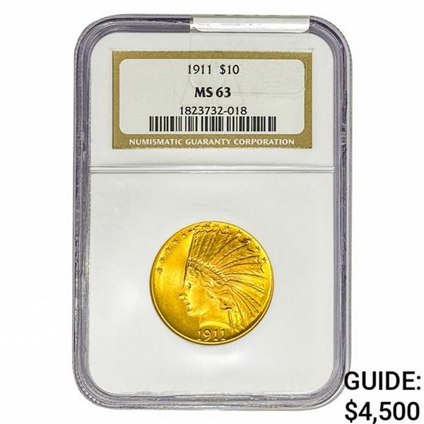 1911 $10 Gold Eagle NGC MS63
