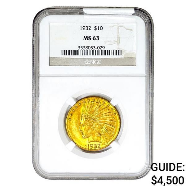 1932 $10 Gold Eagle NGC MS63