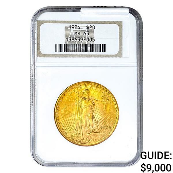 1924 $20 Gold Double Eagle NGC MS63