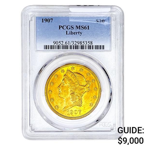 1907 $20 Gold Double Eagle PCGS MS61