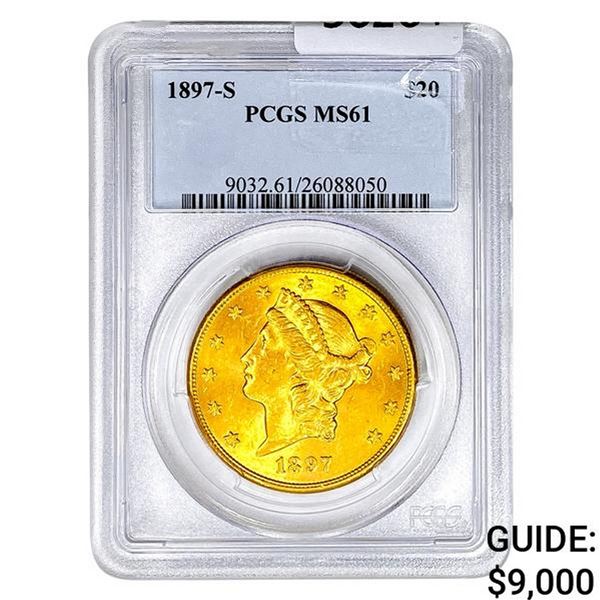 1897-S $20 Gold Double Eagle PCGS MS61