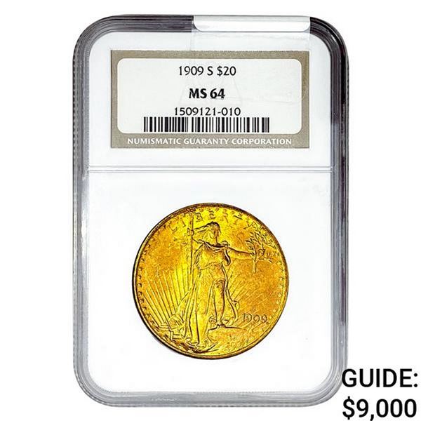 1909-S $20 Gold Double Eagle NGC MS64