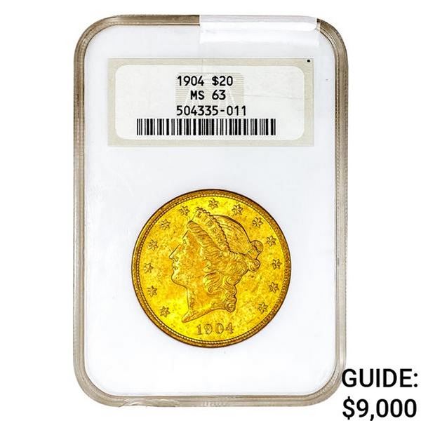 1904 $20 Gold Double Eagle NGC MS63