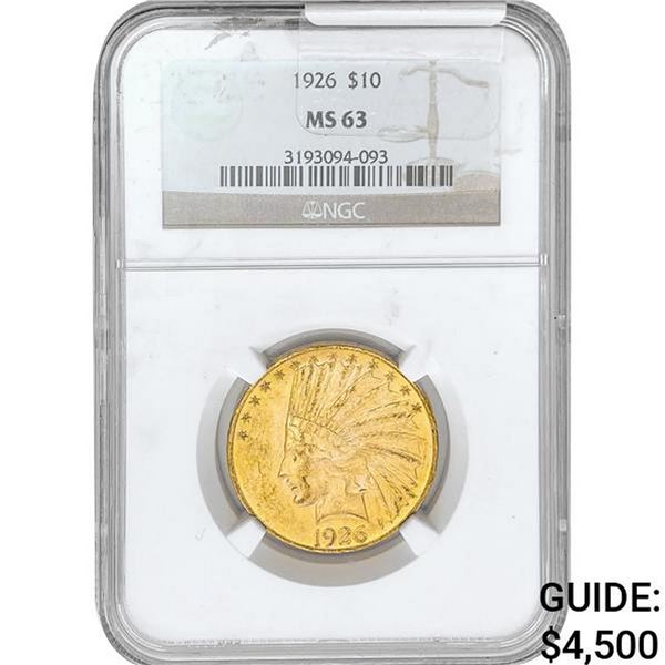 1926 $10 Gold Eagle NGC MS63