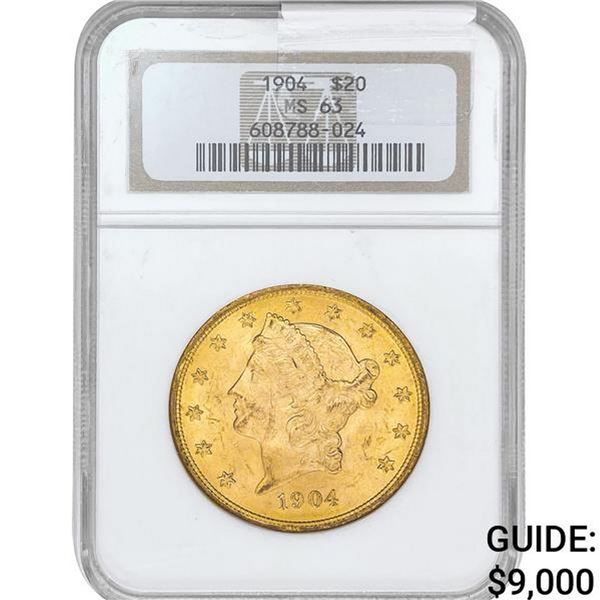 1904 $20 Gold Double Eagle NGC MS63