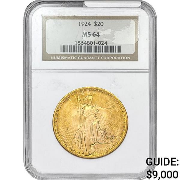 1924 $20 Gold Double Eagle NGC MS64