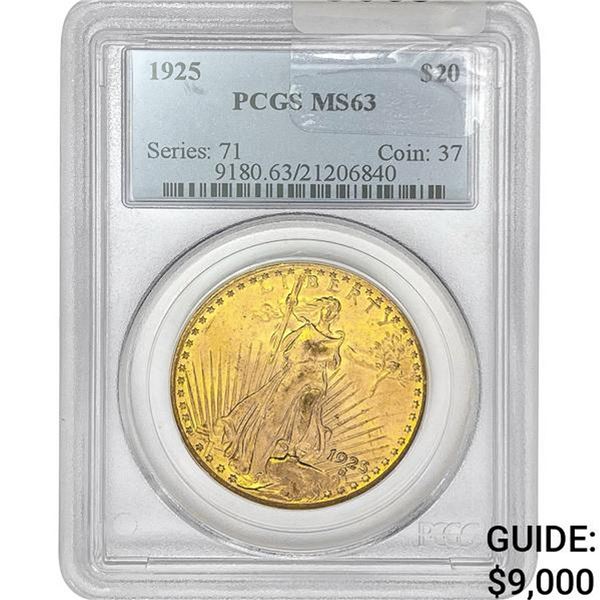 1925 $20 Gold Double Eagle PCGS MS63