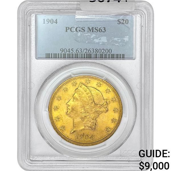 1904 $20 Gold Double Eagle PCGS MS63