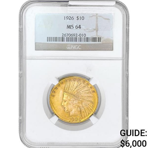 1926 $10 Gold Eagle NGC MS64