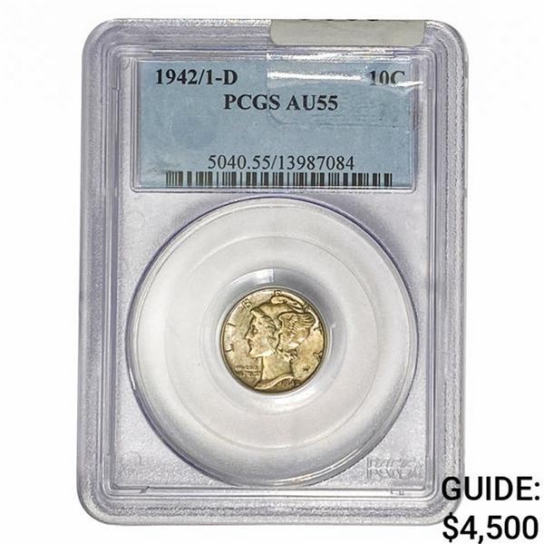 1942/1-D Mercury Silver Dime PCGS AU55