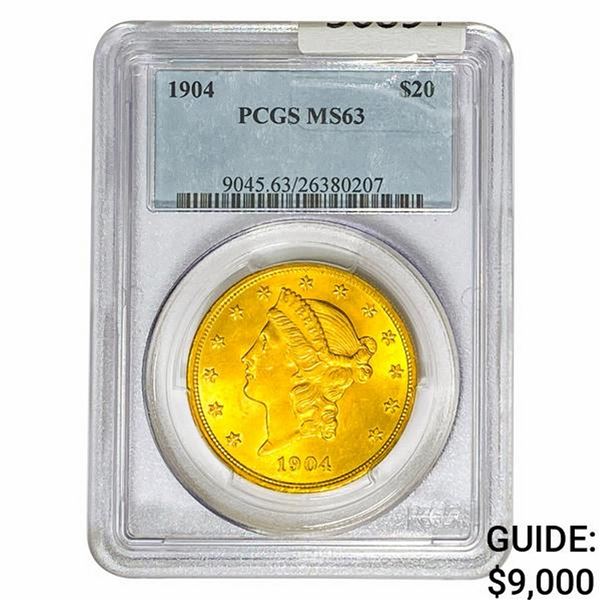 1904 $20 Gold Double Eagle PCGS MS63