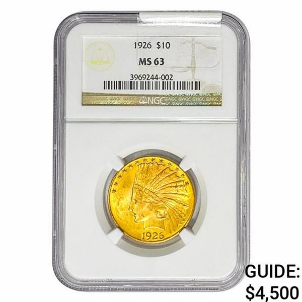 1926 $10 Gold Eagle NGC MS63