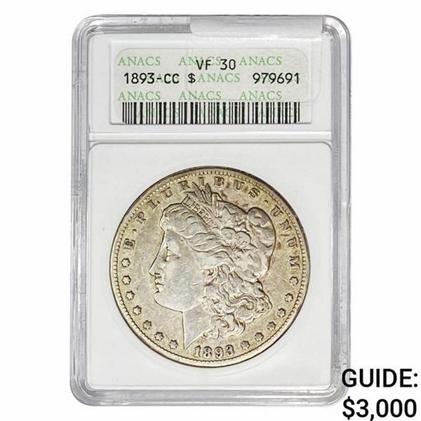 1893-CC Morgan Silver Dollar ANACS VF30