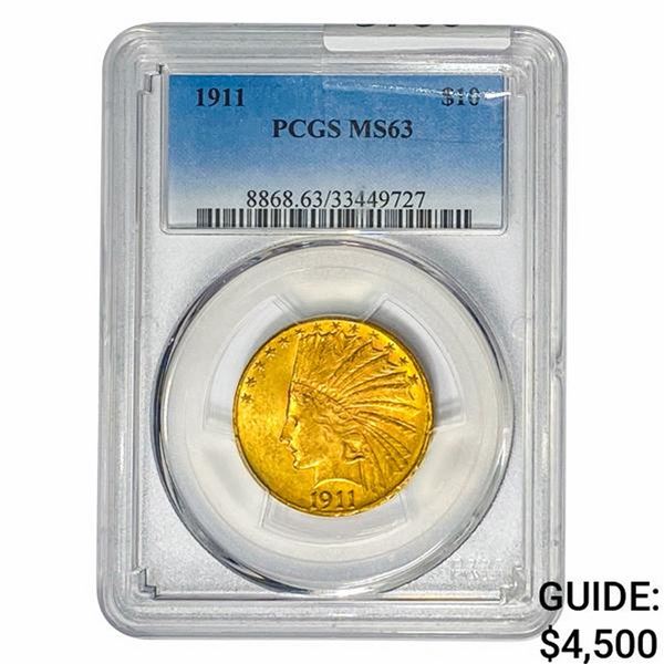 1911 $10 Gold Eagle PCGS MS63