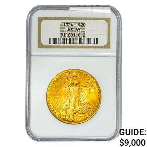 1924 $20 Gold Double Eagle NGC MS65