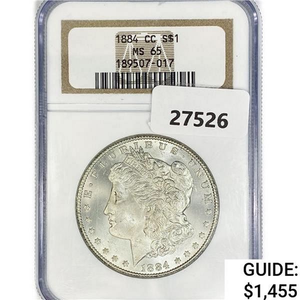 1884-CC Morgan Silver Dollar NGC MS65