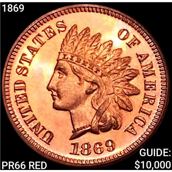 1869 Indian Head Cent GEM PROOF RED