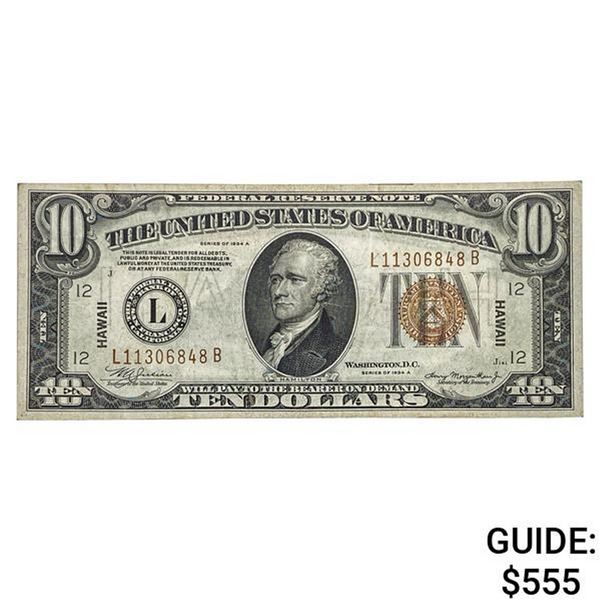1934-A $10 "HAWAII" FRN EXTREMELY FINE