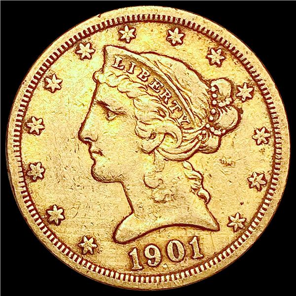 1901-S $5 Gold Half Eagle NEARLY UNCIRCULATED
