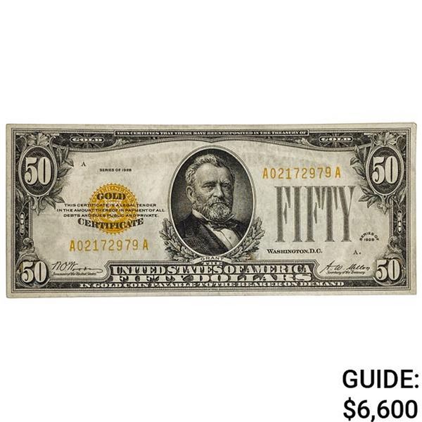 1928 $50 GOLD CERTIFICATE NOTE UNCIRCULATED