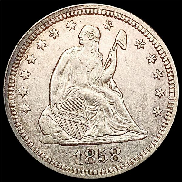 1858 Seated Liberty Quarter CHOICE AU