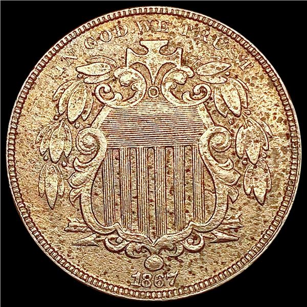 1867 Rays Shield Nickel CHOICE AU