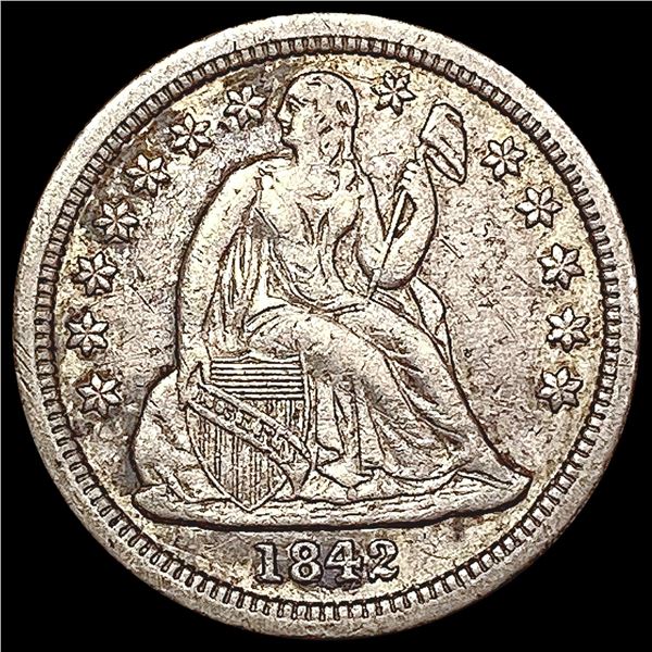 1842 Seated Liberty Dime NEARLY UNCIRCULATED