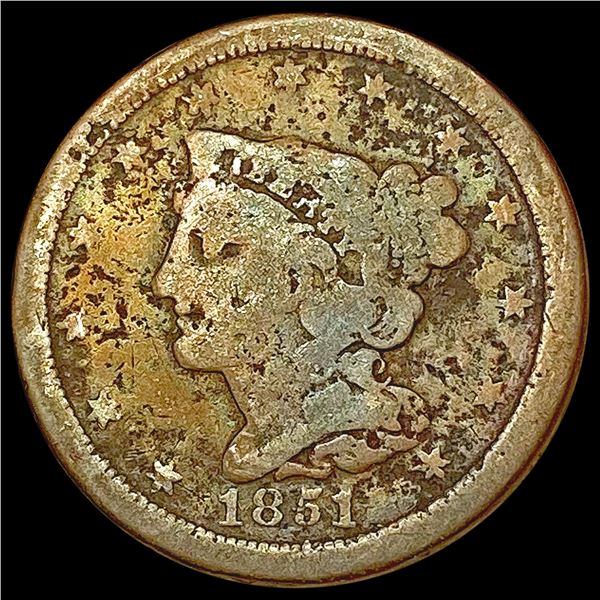 1851 Braided Hair Half Cent NICELY CIRCULATED