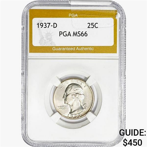 1937-D Washington Silver Quarter PGA MS66