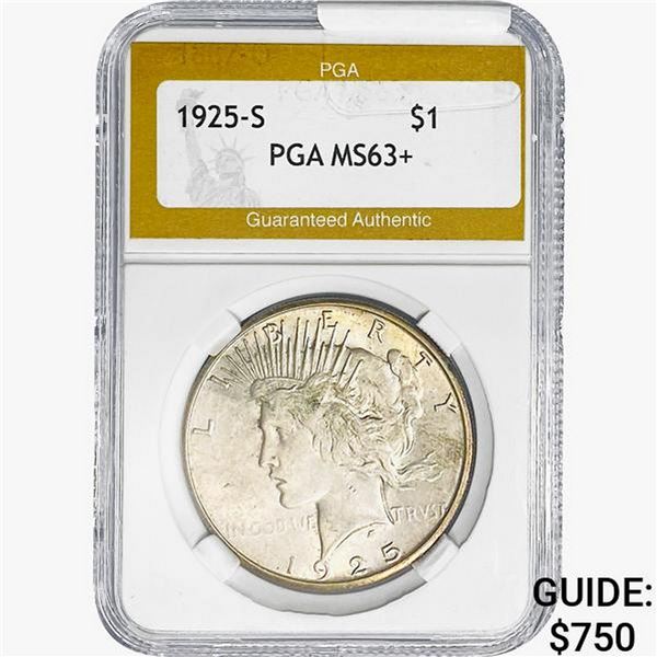 1925-S Silver Peace Dollar PGA MS63+