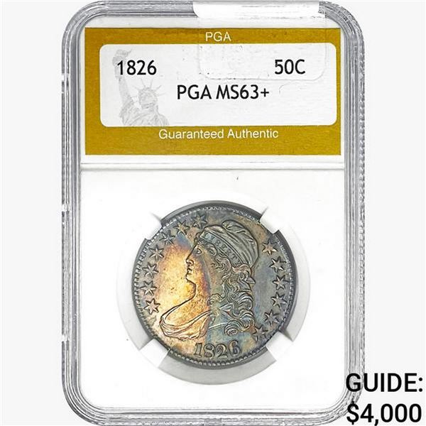 1826 Capped Bust Half Dollar PGA MS63+