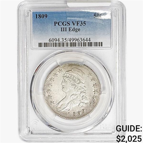 1809 Capped Bust Half Dollar PCGS VF35 III Edge