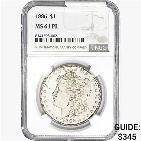 1886 Morgan Silver Dollar NGC MS61 PL