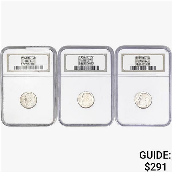[3]1952-1954-S Roosevelt Dime NGC MS67
