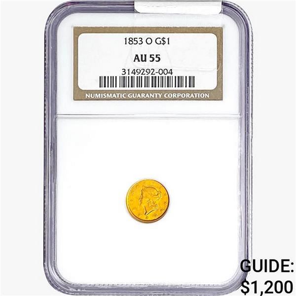 1853-O Rare Gold Dollar NGC AU55